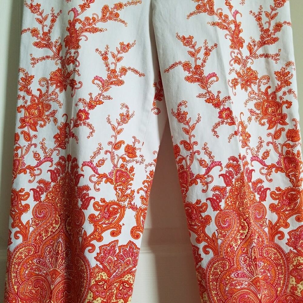 TALBOTS Woman's orange paisley dress capri pant Sz. 8P - Picture 2 of 5